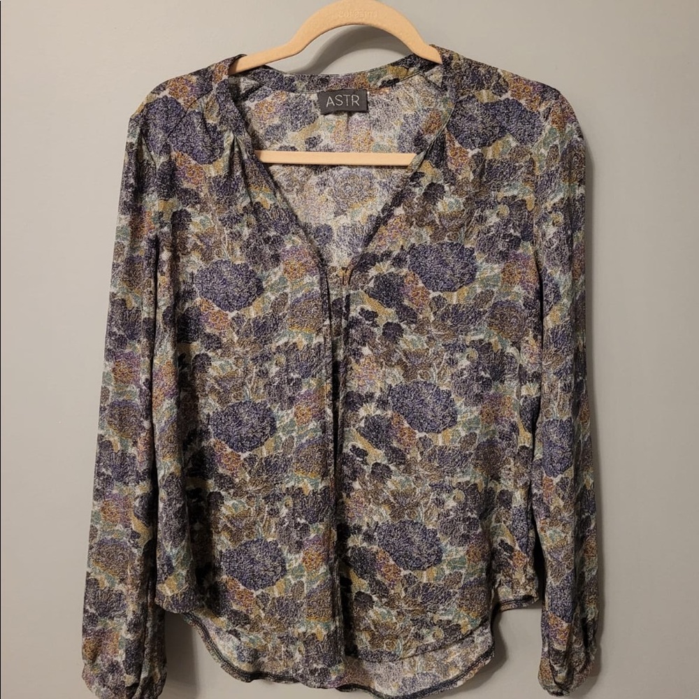 Blue Patterned Long Sleeve Shirt